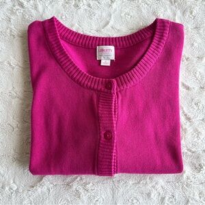 Liberty of London Target Cardigan Sweater Girls XL Magenta Pink Button Knit